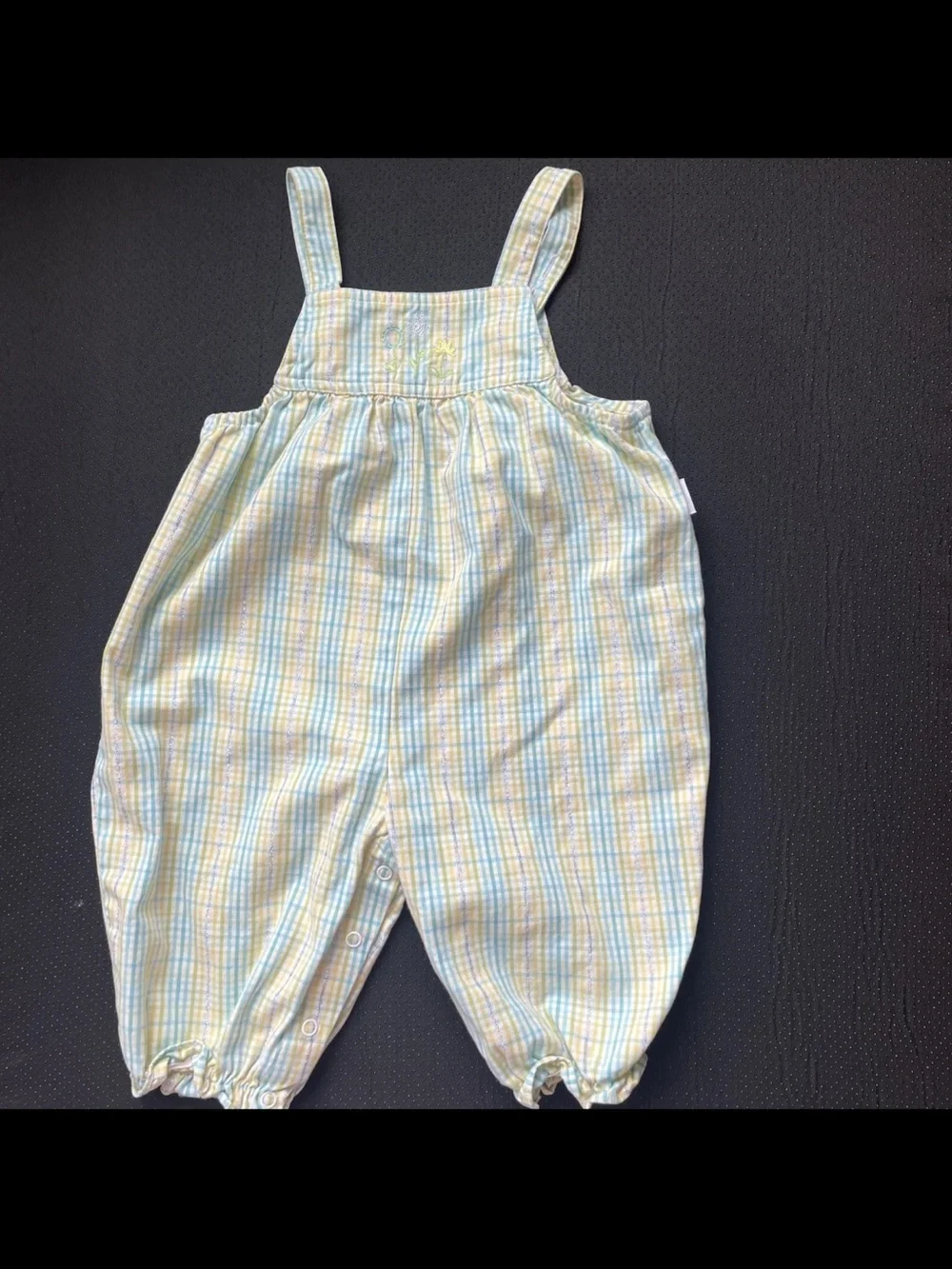 Vintage Carter's Pastel Yellow & Blue Plaid Baby Overalls